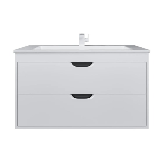 Тумба с раковиной для ванной подвесная Uperwood Modul 97х45х57 см, белая/графит #1