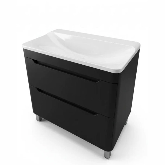 Тумба под раковину для ванной Uperwood Ocean напольная, 80 см, черная, 2 ящика #3