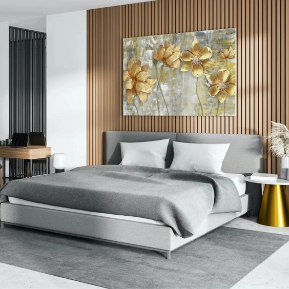 Интерьерная картина "Золотые цветы" на холсте, большая, размер 60х90 см #6 Интерьерная картина "Золотые цветы" на холсте, большая, размер 60х90 см #6