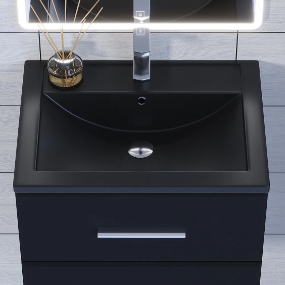Раковина для ванной кварцевая Uperwood Foster Quartz 60х40,5х16,5 см, черная матовая, космос #4