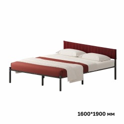 Комплект Лофт кровать 160х190 черная с бордовым чехлом тк 08
