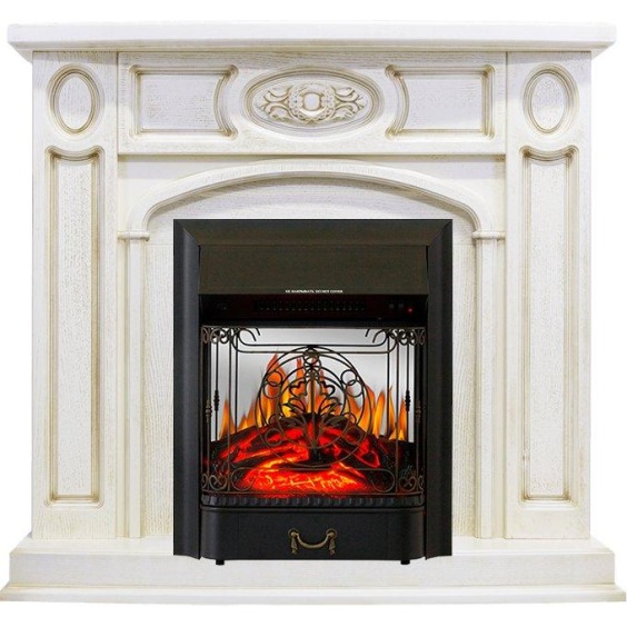 Каминокомплект Florence - Слоновая кость с патиной с очагом Majestic FX M Black #1