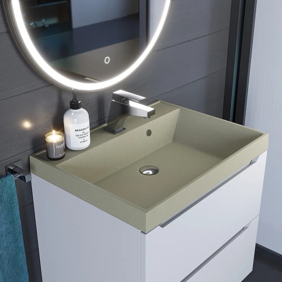 Раковина для ванной кварцевая Uperwood Classic Quartz 60х45х15 см, бежевая матовая, десерт #5