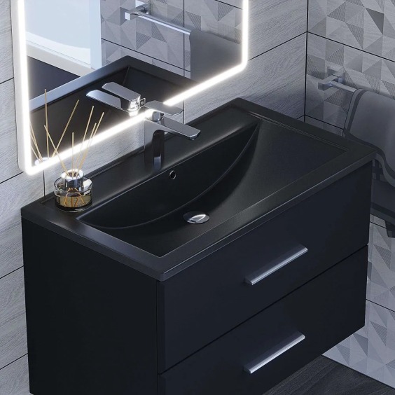 Раковина для ванной кварцевая Uperwood Foster Quartz 80х45,5х17,5 см, черная матовая, космос #5