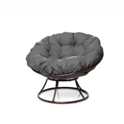 Комплект кресло Папасан без ротанга коричневое, серая подушка
