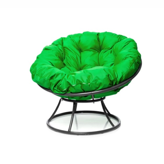 Комплект кресло Папасан без ротанга серое, зеленая подушка #2