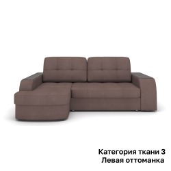 Диван Rivalli Берлин с широким подлокотником, левая оттоманка, категория ткани 3