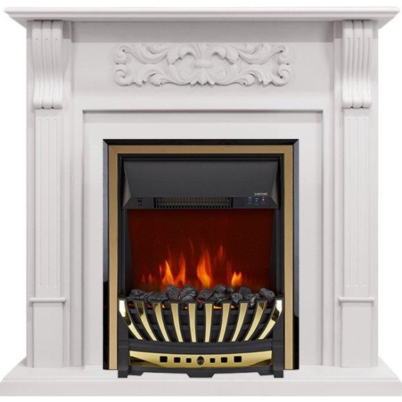 Каминокомплект Venice - Фактурный белый с очагом Aspen Gold #1