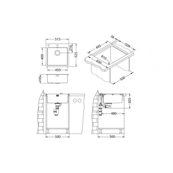 Alveus Monarch с покрытием PVD PURE 30 Anthracite-90 FS 515X525 1X кухонная мойка #2