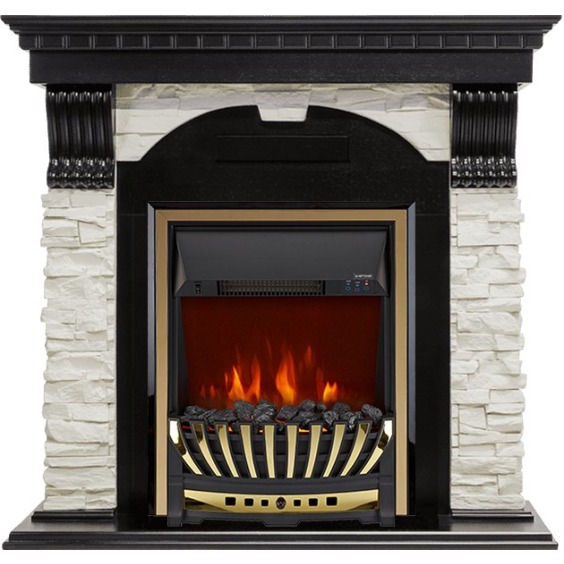 Каминокомплект Dublin - Венге / Сланец белый с очагом Aspen Gold #1