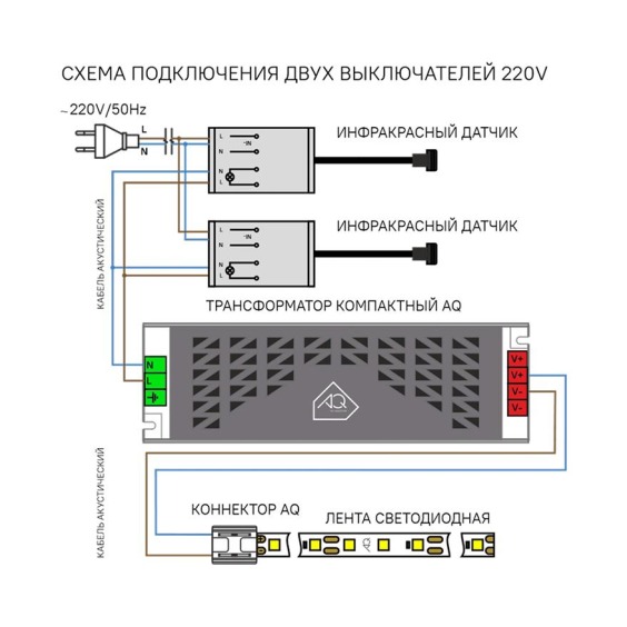 Выключатель AQ Switch инфракрасный двухфункциональный, белый, 220V 250W #6
