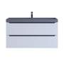 Тумба с раковиной для ванной подвесная Uperwood Tanos-Classic Quartz 100х45х55 см, белая графит/бетон