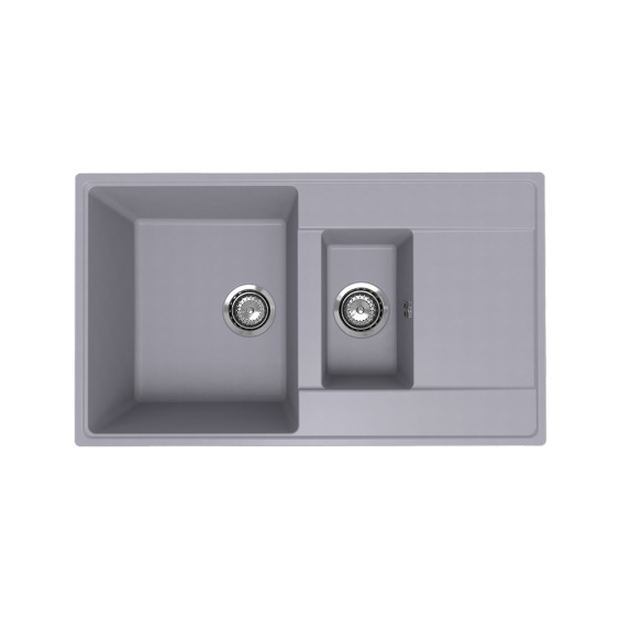 Мойка для кухни кварцевая Ulgran Quartz Prima 860-05, бетон, 1,5 чаши #1