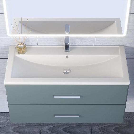 Раковина для ванной кварцевая Uperwood Foster Quartz 100х45,5х17,5 см, белая матовая, жасмин #4