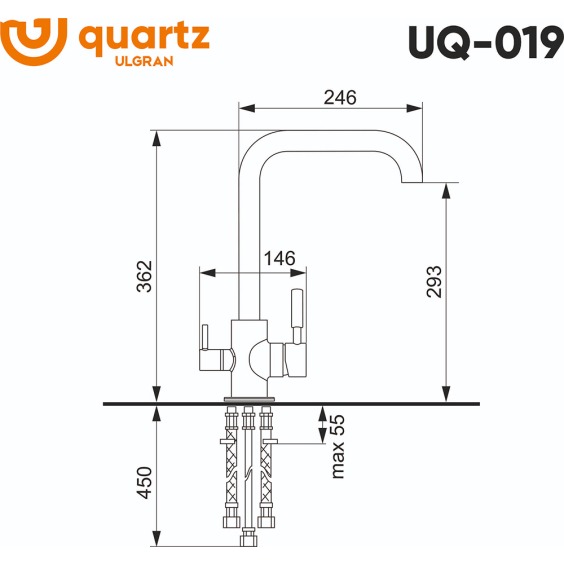 Смеситель для кухни Ulgran Quartz UQ-019 (07, уголь) #2