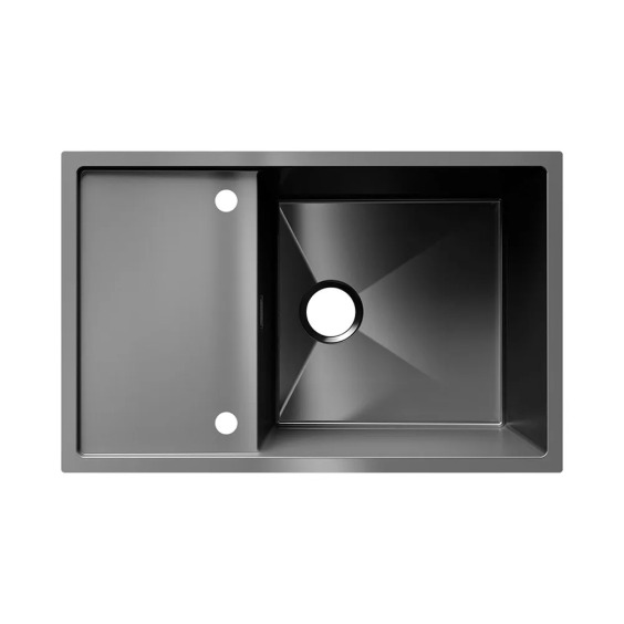 Мойка для кухни врезная стальная Ulgran Steel 78*50 см, черная брашированная сталь #1