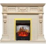 Каминокомплект Corsica - Слоновая кость с патиной (Ширина 1100) с очагом Majestic FX M Brass