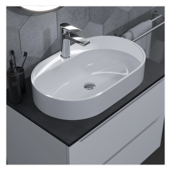 Раковина накладная для ванной Uperwood Luna 60х36х11,5 см, овальная, белая глянцевая #5