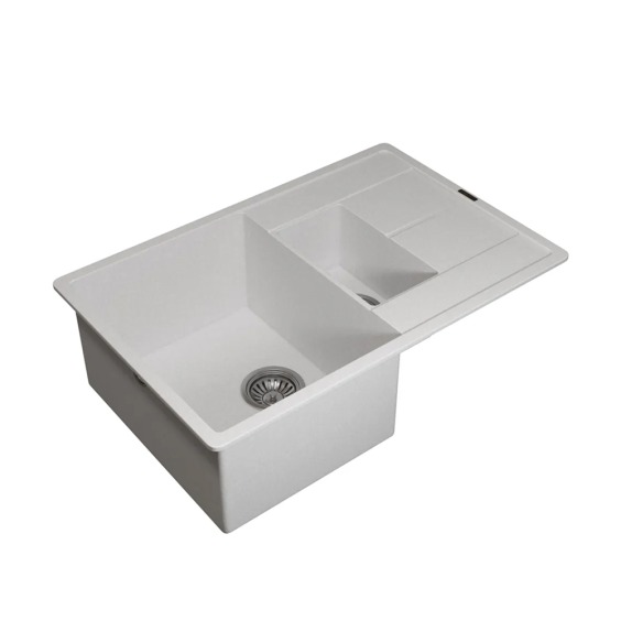 Кухонная мойка кварцевая Uperwood Quartz UPD-05-01, прямоугольная двухсекционная, белая #2