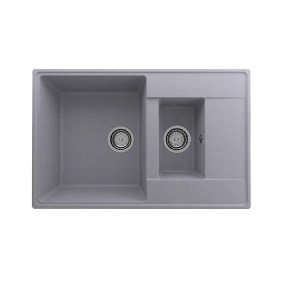 Мойка для кухни кварцевая Ulgran Quartz Prima 780-05, бетон, 1,5 чаши #1