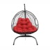 Подвесное кресло для двоих с ротангом черное, красная подушка