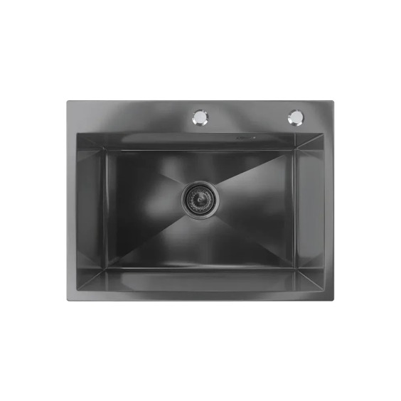 Мойка для кухни врезная стальная Ulgran Steel 60*45 см, черная брашированная сталь #1