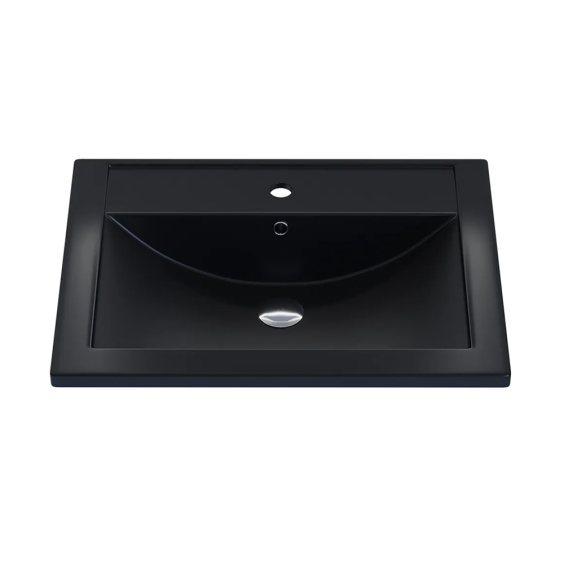 Раковина для ванной кварцевая Uperwood Foster Quartz 60х40,5х16,5 см, черная матовая, уголь #1