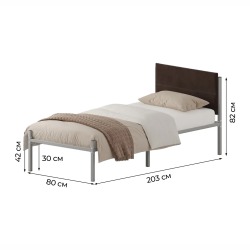 Комплект кровать Металика Б80Х200+Г3 Цвет Серый + 2 компл сп vel-RS-32-80