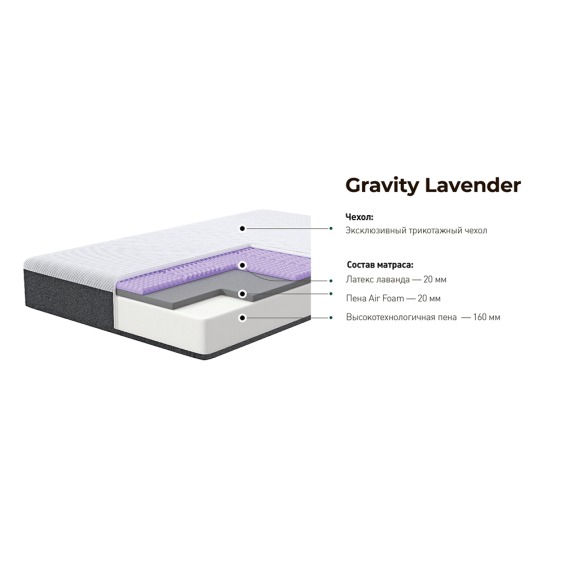 Матрас Natura Vera Gravity Lavender, 90х200х20 см, Чехол из трикотажа #2