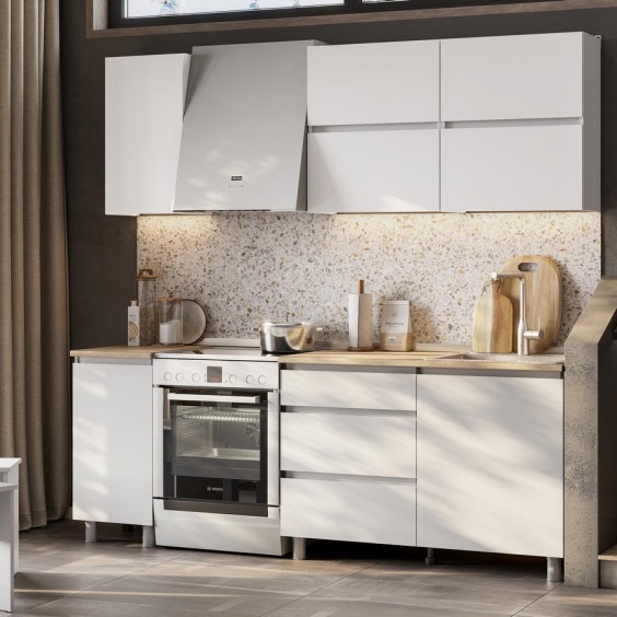 Комплект Кухонный гарнитур "Токио"; 1,6м (Серия 3) Белый текстурный/Дуб Сонома #4