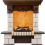 Каминокомплект Pierre Luxe угловой - Темный дуб / Шампань (Высота 975мм) с очагом Cassette 400 LNH-INT (с дровами)