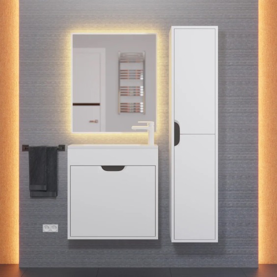 Тумба под раковину для ванной подвесная Uperwood Modul 60х21х60 см, белая/графит #8