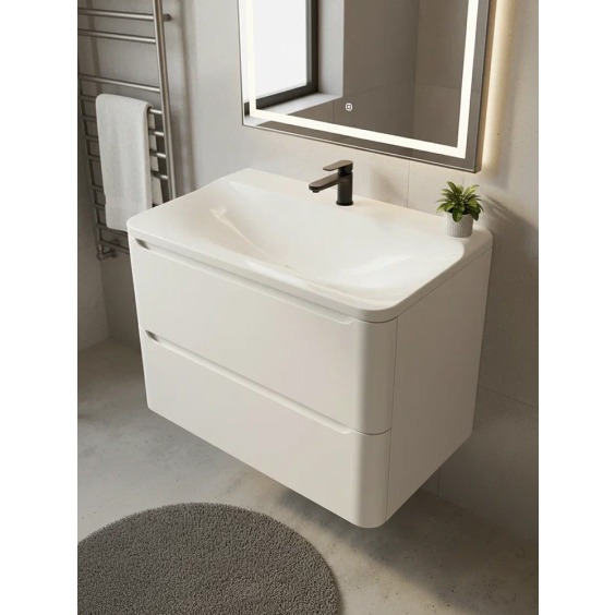 Раковина для ванной полувстраиваемая Uperwood Ocean 80 см, белая глянцевая #5