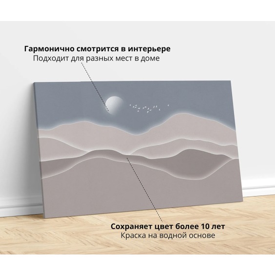 Интерьерная картина "Сумерки с птицами" на холсте, большая, размер 40 на 60 см #2