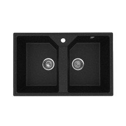 Кухонная мойка из искусственного камня Uperwood Econ UPD-402-004, прямоугольная, 2 чаши, черная матовая
