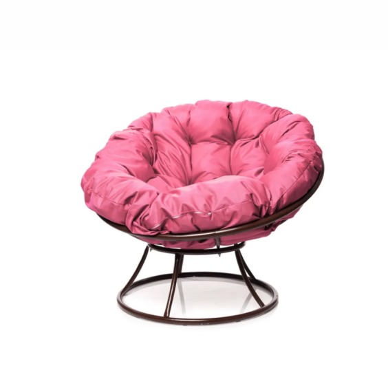 Комплект кресло Папасан без ротанга коричневое, розовая подушка #1