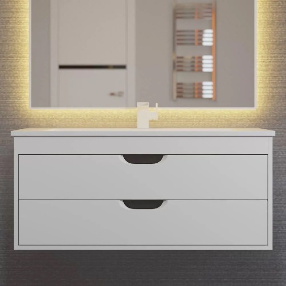 Тумба под раковину для ванной подвесная Uperwood Modul 95х44,4х55 см, белая/графит #11