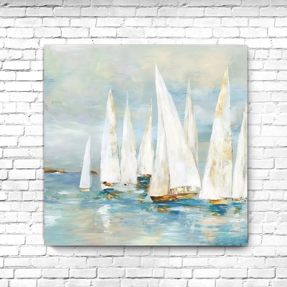 Картина на стену большая на холсте интерьерная "Паруса", размер 50х50 см #1