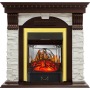 Каминокомплект Dublin угловой - Темный дуб / Сланец белый с очагом Majestic FX M Brass