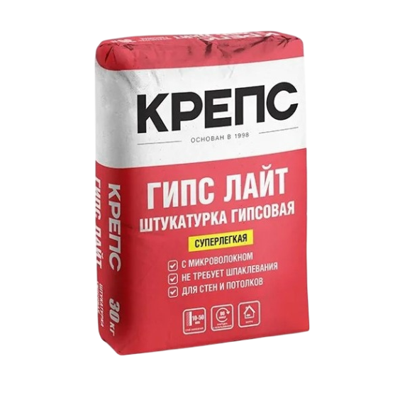 Крепс Гипс Лайт штукатурка гипсовая 30кг (30шт) #1