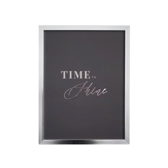 Постер с объемным серебром "Time to Shine" в идеальной серебряной раме, 30х40 см #1