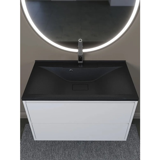 Раковина для ванной кварцевая Uperwood Elen Quartz 80х45х15,8 см, черная матовая, уголь #4