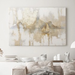 Интерьерная картина "Кораблик в горах" на холсте, большая, размер 80х115 см