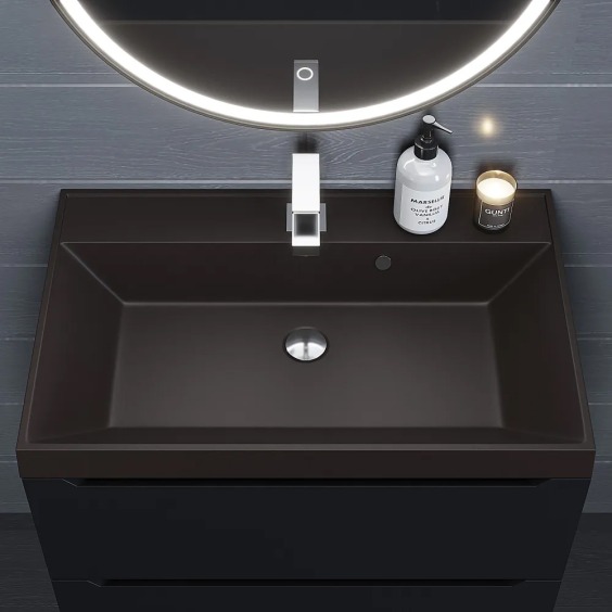 Раковина для ванной кварцевая Uperwood Classic Quartz 70х45х15 см, коричневая матовая, трюфель #4