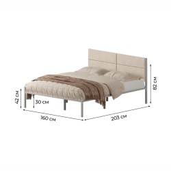 Комплект кровать Металика Б160Х200+Г4 Цвет Серый + 2 компл сп vel-RS-1-160