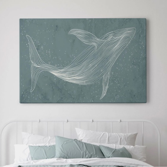 Интерьерная картина "Кит абстракция" на холсте, большая, размер 40х60 см #1