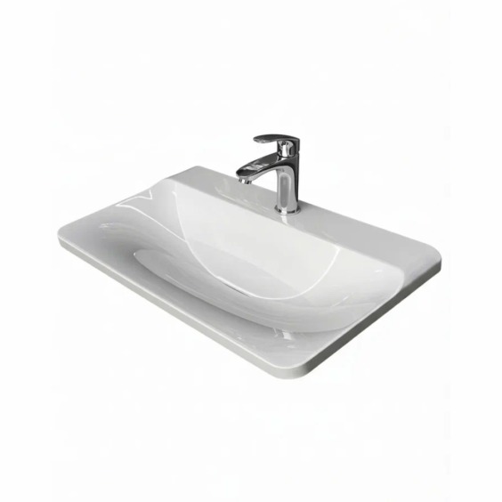 Раковина для ванной полувстраиваемая Uperwood Ocean 80 см, белая глянцевая #9