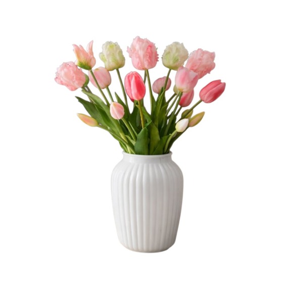 Букет нежных силиконовых тюльпанов в белой вазе #1