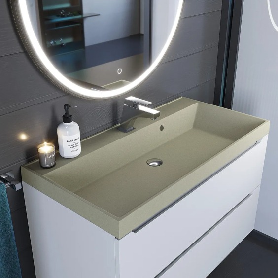 Раковина для ванной кварцевая Uperwood Classic Quartz 100х45х15 см, бежевая матовая, десерт #6