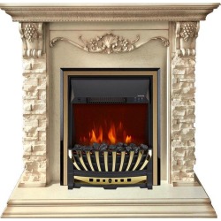 Каминокомплект Adriana - Cлоновая кость с очагом Aspen Gold